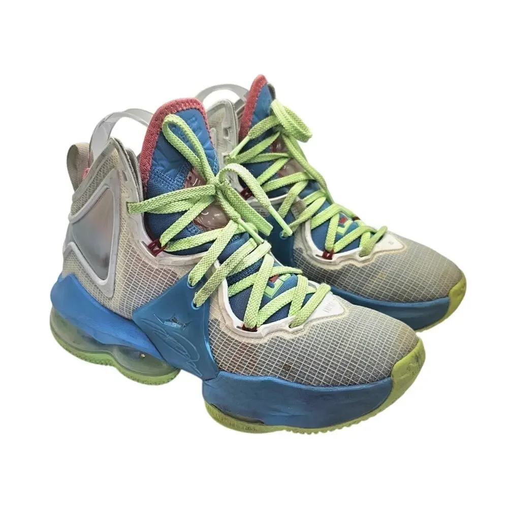 Boys Nike Lebron XIX (19) Basketball Sneaker in Dutch Blue/Lime Glow/White